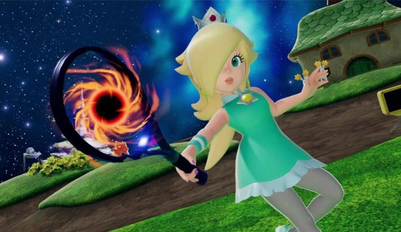 A atualização de Mario Tennis Fever adiciona uma nova quadra, raquete e tipo de partida com tema de Super Mario&nbsp;Galaxy.