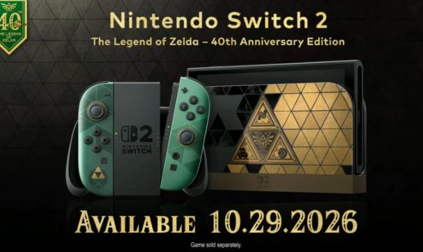 O console Nintendo Switch 2 e o Pro Controller, edição especial de 40º aniversário de Zelda, foram oficialmente anunciados após vazamentos no mês passado.