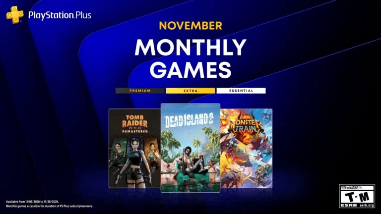 Os três jogos gratuitos do PS Plus Essentials de novembro incluem Dead Island 2 e Tomb Raider 4-6 Remastered.